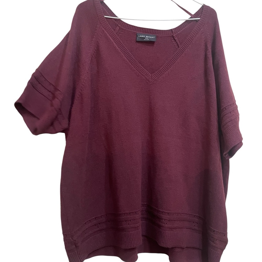 Lane Bryant Slouchy Cropped Short sleeve sweater size 26/28 eyelet cutout detail